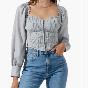 Astr the label puff sleeve smocked blouse NWT